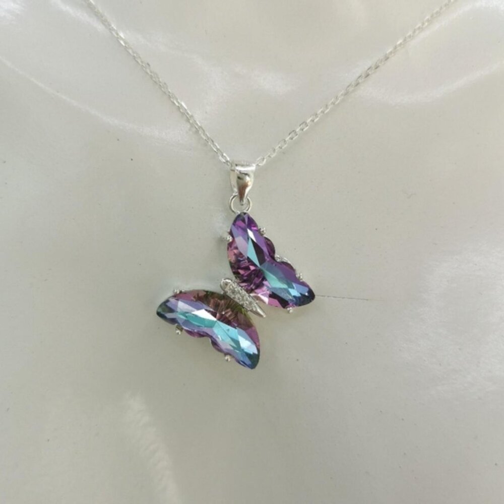 Swarovski Modern Purple Butterfly sterling silver Pendant Necklace - Picture 4 of 8
